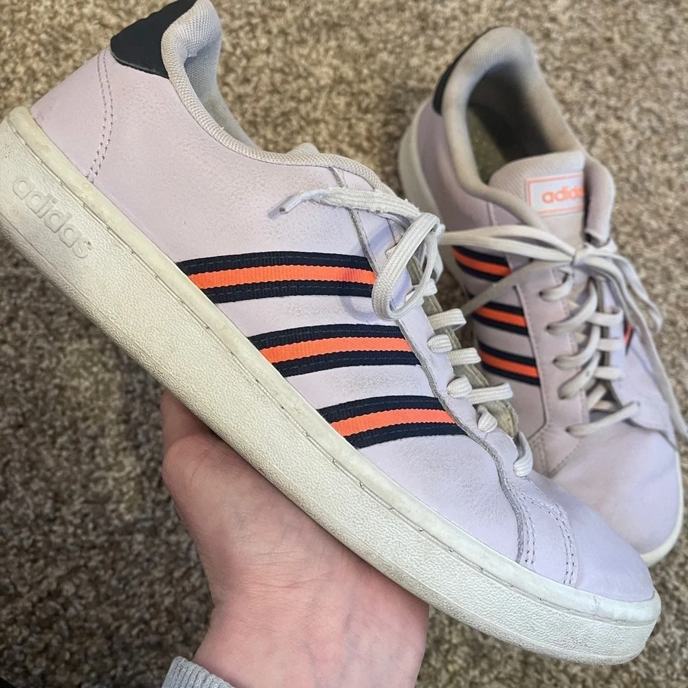 Adidas Womens Grand Court Purple pink Tennis Sneakers Shoes 10 retro street wear